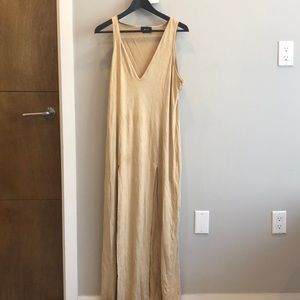 Long Gold suede dress.